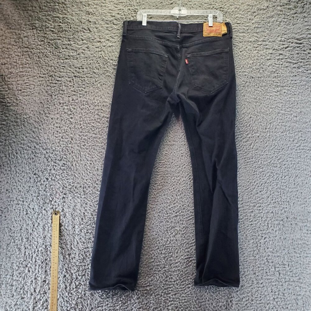Levis Jeans Mens 36x34 Black 501 Button Fly Straight Fit Stretch